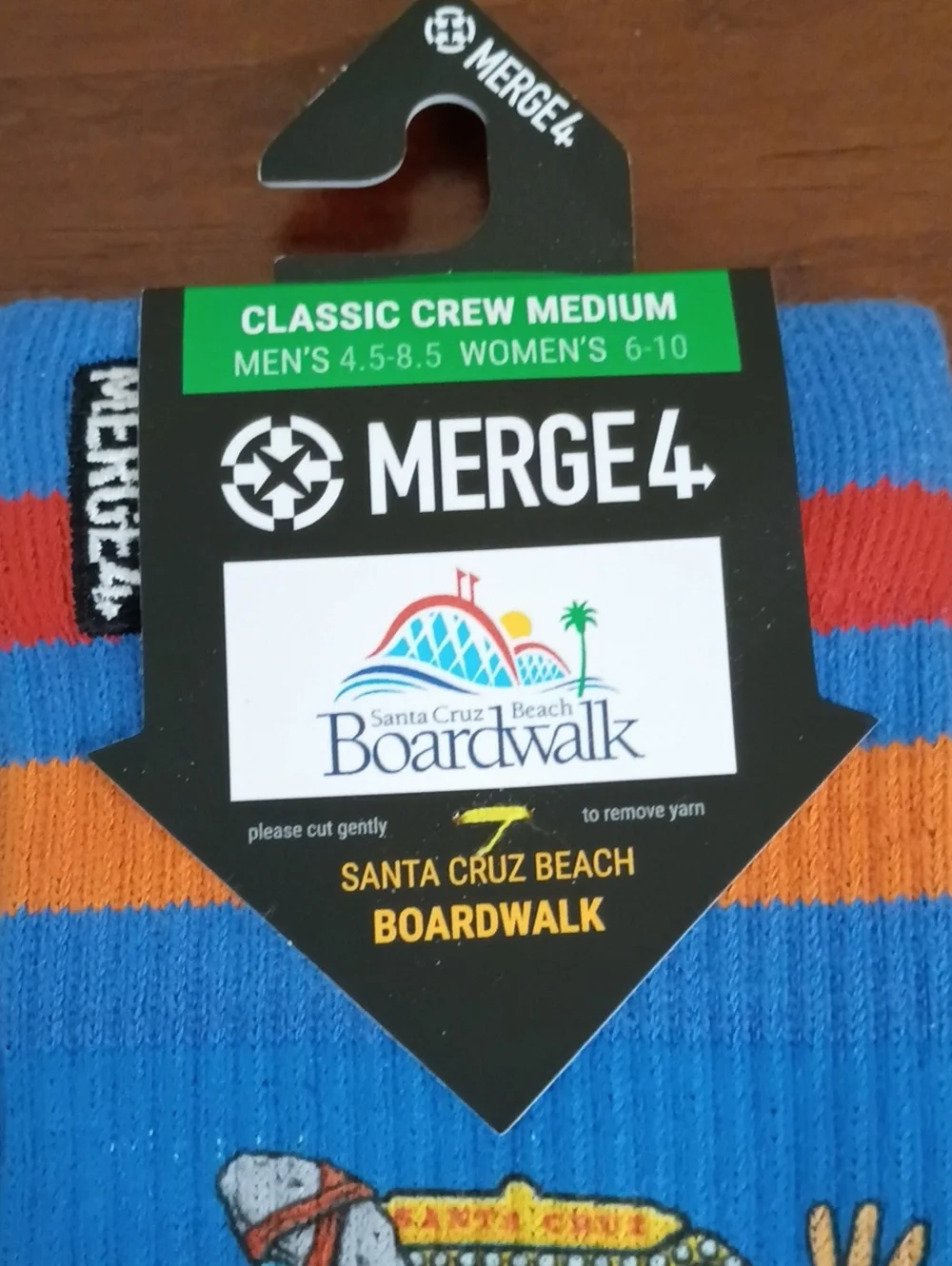 Santa Cruz Beach Boardwalk Blue Novelty Socks, Size M - NWT!